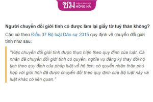 Hướng dẫn làm thủ tục thay đổi giấy tờ cho người chuyển giới
