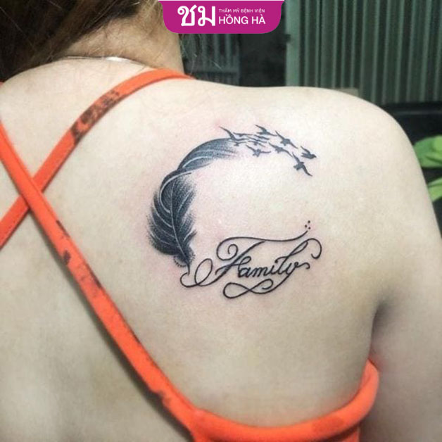 Tattoo Family kết hợp lông vũ